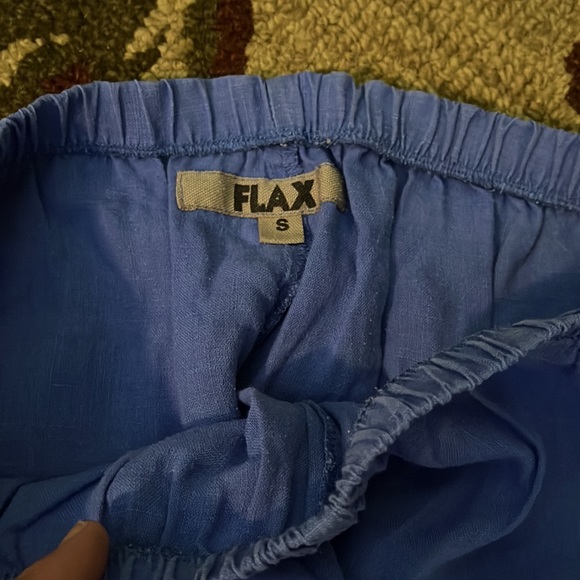 FLAX Size Small Lagenlook Pull-On Elastic Waist Pant Cornflower Blue 100% Linen - Picture 13 of 16